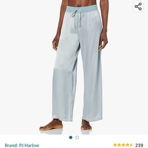 PJ Harlow satin light blue silky lounge pajama pants woman’s size small wide leg